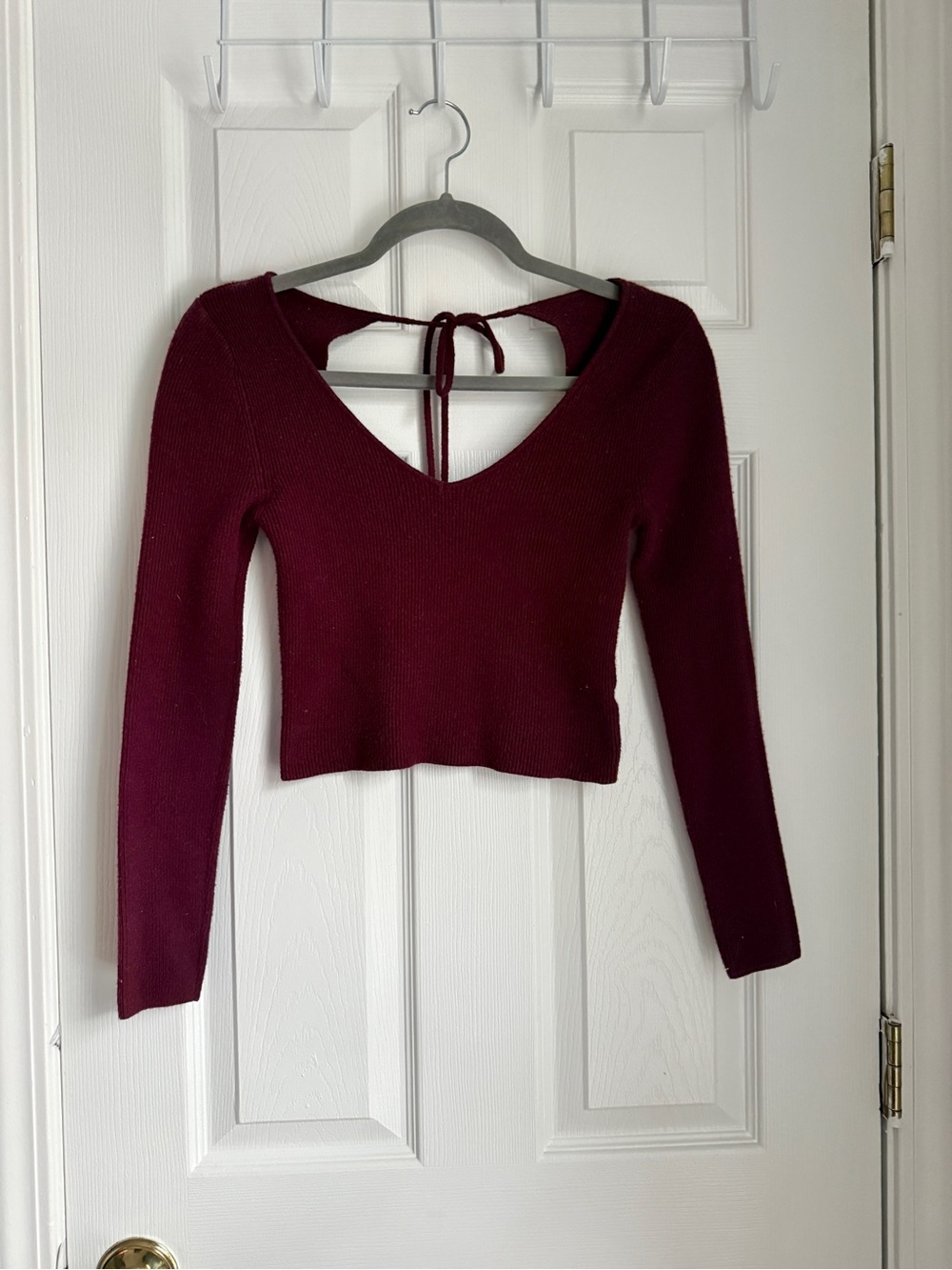 Arizona Jean Co. Burgundy Ribbed Long Sleeve Cropped Top Size M